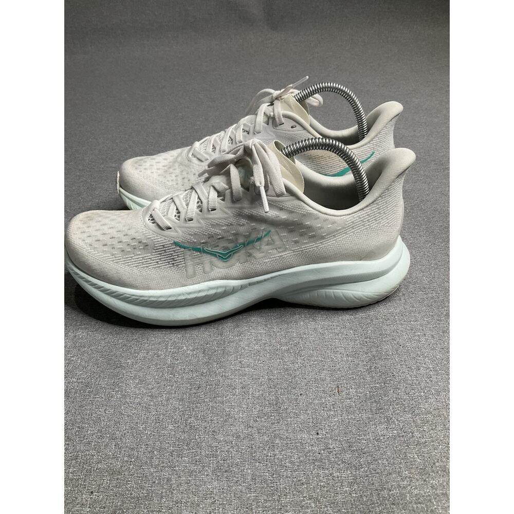 Hoka One One Mach 6 Frost White Blue Running Shoes Women's US 9.5 B.
